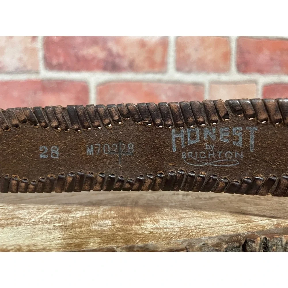 Honest by Brighton Mens Brown Leather Whipstitch Belt M70228 Size 28